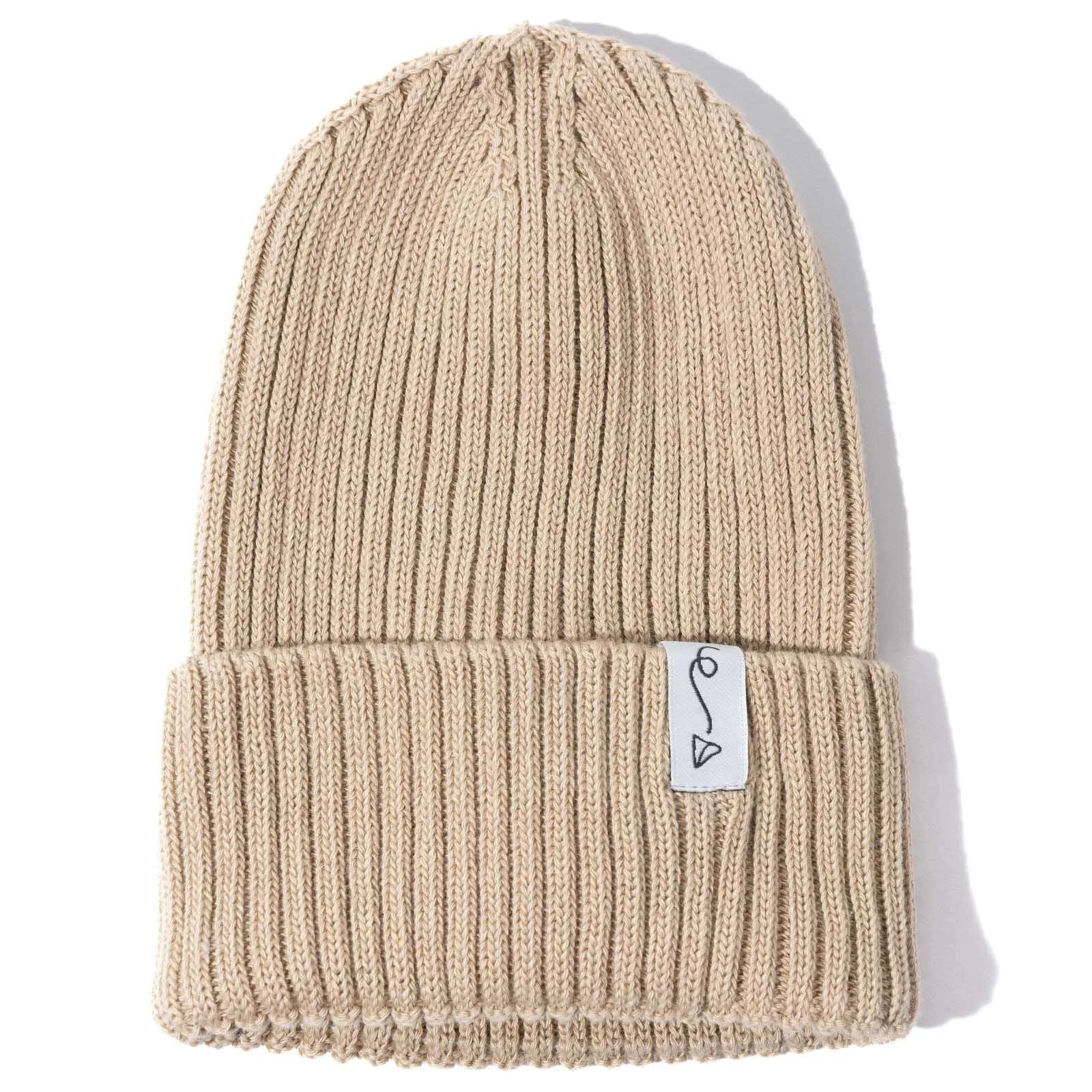 Mütze aus Baumwollstrick – LIGHT BEIGE M